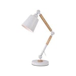 Lampe de bureau EDM Bois Blanc Métal 60 w (ø 18 x 53 cm)