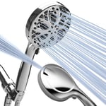 Sparkpod Pommeau de douche haute pression de 10 pièces, haut débit de 12,7 cm, avec jets haute pression, tuyau et support en acier inoxydable de qualité supérieure inclus (chrome poli de luxe)