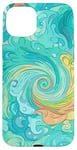 iPhone 15 Plus Swirl Blue Color Illustration Pattern Abstract Art Case