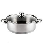 Vier- CI28 - Casserole à induction en acier inoxydable 18/10, diamètre de 28 cm, argentée