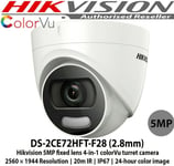 HIKVISION TRADE CCTV 5MP COLORVU CAMERA DS-2CE72HFT-F28 24H COLOR RECORDING UK