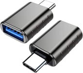 Adaptateur USB C vers USB 3.0 (Paquet de 2), Adaptateur USB C Mâle vers USB 3.0 Femelle, Support OTG Compatible avec iPhone 15/14/13 Pro Max, MacBook Pro, Samsung Galaxy, Huawei etc.