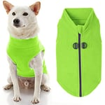 Gooby Pull en polaire à fermeture éclair pour chien – Vert citron – Taille XL – Pull chaud en polaire avec double anneau en D – Pull d'hiver pour petit chien – Vêtements pour chiens de petite taille et de taille moyenne