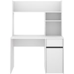 Meuble de bureau, table de bureau en bois mélaminé coloris blanc - Longueur 110 x Profondeur 50 x Hauteur 152 cm