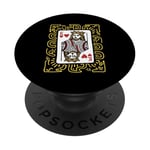 King Of Hearts Doodle - Vintage Graphic Card Game Lover PopSockets Adhesive PopGrip