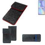 Felt Case for Tecno Spark 10 Pro dark gray red edges Cover bag Pouch