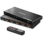 HDMI 2.1 Switch 8K 60Hz, AVIDGRAM HDMI Commutateur 4 entrées 1 Sortie avec IR télécommande, 4 Port 4K 120Hz Auto HDMI Selector Hub Support 8K 48Gbps pour Xbox Series X PS4 Pro PS5 UHD TV