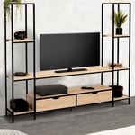 Ensemble meuble TV 164 cm DETROIT avec étagères design industriel