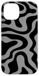 Coque pour iPhone 14 Simple abstrait noir et gris ondulé tourbillon