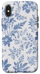 Coque pour iPhone X/XS Bleu Blanc French Toile Botanique Imprimé Floral