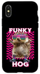 Coque pour iPhone X/XS Funky Hog, joli hérisson, disco, danse, rave trance