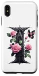 Coque pour iPhone XS Max Letter I Initial Floral Monogram Rose Pink Flower Butterfly