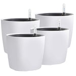 KINJOEK Lot de 4 pots de fleurs de 17,8 cm à arrosage automatique avec indicateur de niveau d'eau, pots de fleurs modernes et décoratifs pour plantes d'intérieur, fleurs, violettes africaines, plantes