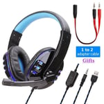 LED Light Gaming Over Ear Headset Gamer casque Deep Bass Game Headphones ¿couteur pour ordinateur PC PS4 XBox audifonos gamer fones-Blue LED PS4_XINENGJI