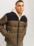 Jack & Jones Jack & Jones Colourblock Padded Coat, Brown, Size Xl, Men