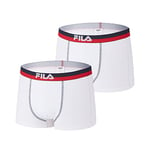 FILA Caleçon Homme Coton, Boxer Homme, Ultra-doux, Respirant (Lot de 2), Blanc, XL