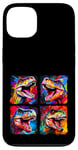 Coque pour iPhone 13 Dinosaure T Rex Pop Art Dessin Coloré Peinture