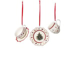 Villeroy & Boch Toy's Delight Decoration Ornaments Crockery Set, White/Red, 3 Pieces, 6.3 cm