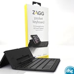 ZAGG Foldable Wireless Pocket Keyboard for Smartphones, Small Tablets - Black