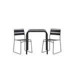 Venture Home Cafégrupp Borneo Bord med 2 Lina Stolar Cafetable Aluminium - Black / Kvadrat 70*70* +Lina Di GR23316