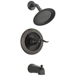 Delta Windemere BT14496-OB Kit de garniture de baignoire et de douche avec pommeau de douche à jet unique, bronze huilé à l'huile BT14496-OB (valve non incluse)