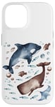 Coque pour iPhone 14 Orca Whale Motif For Kids With Ocean Fish Pattern Cute Fishy