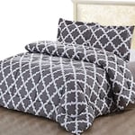 ComfyWell Single Duvet - Printed Comforter Bedspreads, Coverlets & Sets, 1 Pillowcases Warm and Anti Allergy All Season Coverless Duvet, Throws For Bed. (Single (135x200cm), Grey)