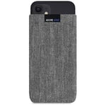 Adore June Business Pouch compatible with iPhone 13 mini/iPhone 12 mini, Characteristic Material Fabric Sleeve with Display Cleaning Effect, Grey/Black