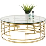 Kare Design Coffee Table Jupiter, Gold, steel, glass table top, modern, round center table, sofa side table for living room, bedroom, office, Ø100cm