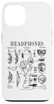 Coque pour iPhone 13 Casque audio vintage breveté DJ Gamer Podcaster Musique