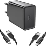 Chargeur USB-C Noir 20W + 2 Cables pour iPhone 14 / 13 / 12 / 11 / PRO / MINI / MAX Little Boutik® CHARGEUR