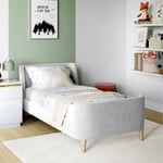 https://furniture123.co.uk/Images/CHT001_3_Supersize.jpg?versionid=31 Grey Velvet Upholstered Single Sleigh Bed Frame - Charlotte