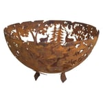 Braséro Demi Sphère sur Pied Motifs Cerf Forêt - L'HERITIER DU TEMPS - 58x58x37cm - Rouille