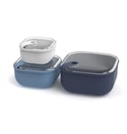 Rotho Ela Lot de 3 boîtes alimentaires en plastique sans BPA Bleu/blanc 21,8 x 21,8 x 13,8 cm