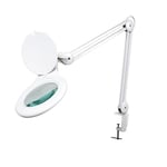 Velleman Lampe loupe LED avec Pince, Bras articulé, Interrupteur Marche/arrêt, 48 LED, grossissement 2.25x, pour Enfants, Adultes, Personnes âgées, Lecture, Broderie Diamant, Loisirs, Travail, Blanc