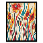 Artery8 Abstract Match Sticks Fire Flower Design Blaze Living Room Artwork Framed Wall Art Print A4