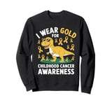 I Wear Gold for Childhood Cancer Awareness Dino Design Sweatshirt