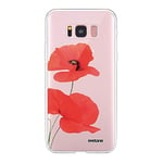 Evetane - Coque Silicone Compatible Samsung Galaxy S8 - Protection Intégrale 360, Fine et Transparente - Coque Avant & Arrière - Haute Résistance - Coquelicot