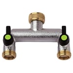 Aquajet 469 l Robinet 2 Voies avec indépendants et Trajectoires de débit réglable avec étiquette, Argent, 3/4–3/4 x 3/4 x 3/10,2 cm