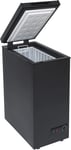 Compact 53L Black Chest Freezer, Slimline 36cm, Adjustable Temp, Removable Baske