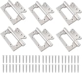 Lot de 6 charnières encastrées en acier inoxydable, charnières de porte robustes avec vis, charnières de porte à roulement à billes brossé pour portail, fenêtres, placard, tiroir, portes de boîtes