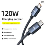 120W USB C till typ C-kabel för IPhone 15 Pro Max 13 Oneplus PO Black-2m