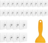 28 Pièce Transparent Attache Cadre Adhésif Crochets Set,Polyvalent Fixation Cadre Accroche Murale Sans Trou,Adhesif Accroche Tableau Sans Percer avec Grattoir pour Photo Miroir Décorative(Q1246)