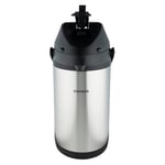 Pioneer Flasks Stainless Steel Airpot Hot Cold Water Tea Coffee Dispenser Conference Event Flask, 5 litres, SS50HC, Silver