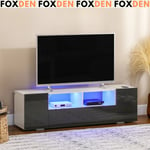 Grey TV Unit Cabinet LED TVs for 60" TV Stand Storage Media Centre Doors Shelves