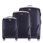 WITTCHEN PC Ultra Light Hard Luggage Travel Suitcase Trolley Suitcase Set of 3 suitcases Polycarbonate suitcases Four Wheels TSA Combination Lock Aluminum Telescopic Handle Size (S+M+L) Dark Blue