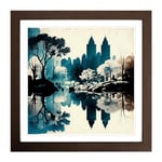 Central Park Graphic Art Framed Wall Art Print, Ready to Hang Picture for Living Room Bedroom Home Office, Walnut 18 x 18 Inch (45 x 45 cm)
