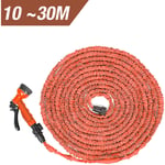 Skecten - 100FT 30m Tuyau d'arrosage Extensible Rétractable avec 7 Fonction Pistole - Orange