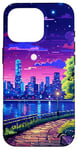 iPhone 16 Pro New York City Evening Synthwave Retro Pixel Art Case