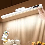 Hapfish Reglette LED Cuisine Sans Fil avec Detecteur Mouvement, 4000mAh Lampe de Bureau Rechargeable USB, Lumiere Magnétique avec Télécommande, Eclairage Murale pour Placard, Tableau, Miroir, Armoire